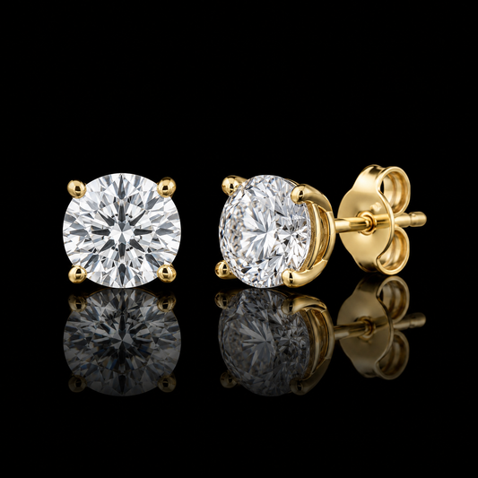 Round Brilliant Stud Earrings