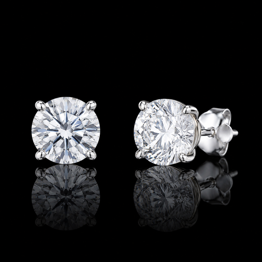 Round Brilliant Stud Earrings