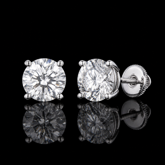 Round Brilliant Stud Earrings