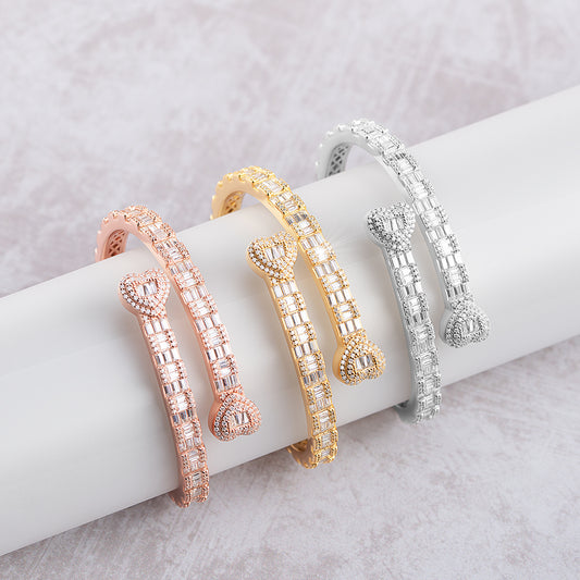 Heart Baguette Bangle Bracelet