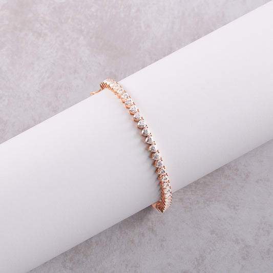 Single Row Heart Cut Tennis Bracelet