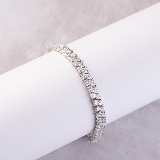 2 Row Heart Cut Tennis Bracelet