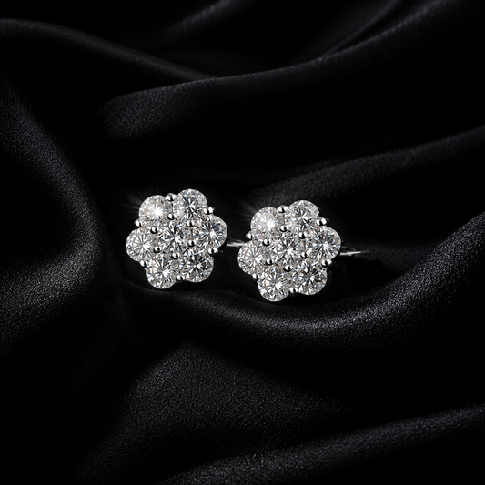 Flower Round Stud Earrings