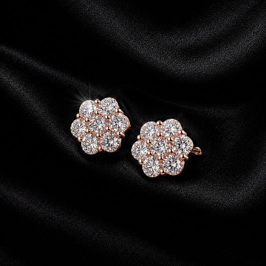 Flower Round Stud Earrings